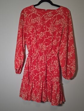 Flying Tomato Red Dress with Cream Accents